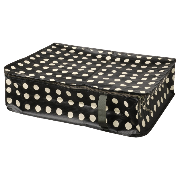 90534649 Сумка для хранения одежды/белья, черный/кремовый узор в горошек, 69x51x19 см