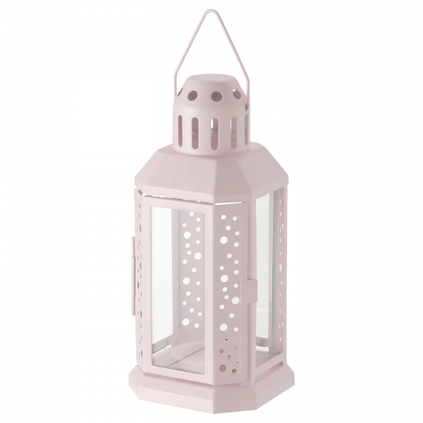 90511822 Фонарь д/греющей свечи,д/дома/улицы, бледно-розовый, 22 см