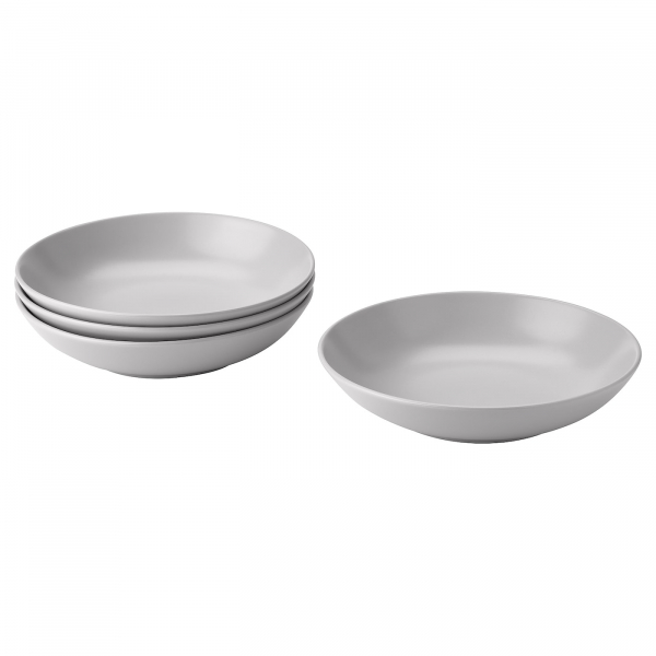 20479383 Тарелка глубокая, матовая поверхность светло-серый, 23 см, 4 шт
