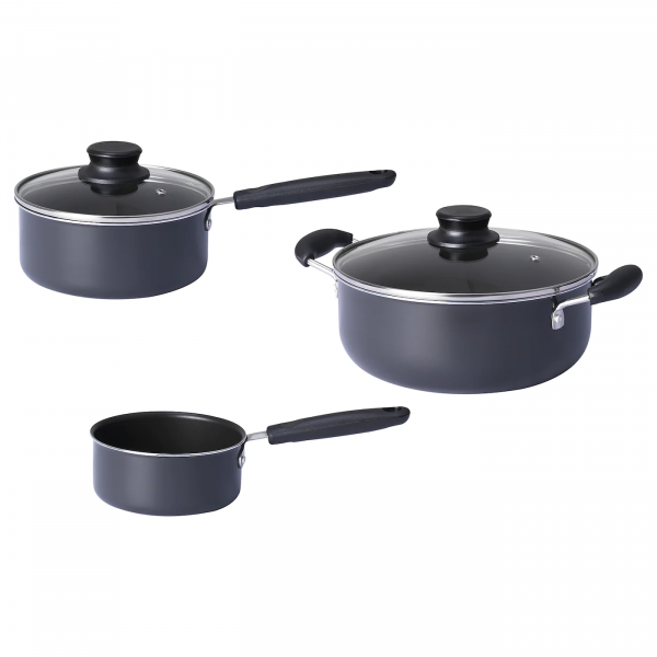 40427996 Набор кухонной посуды, 3 предметa, серый