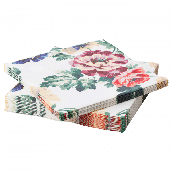 20478816 Салфетка бумажная, разноцветный/цветок, 33x33 см, 30 шт
