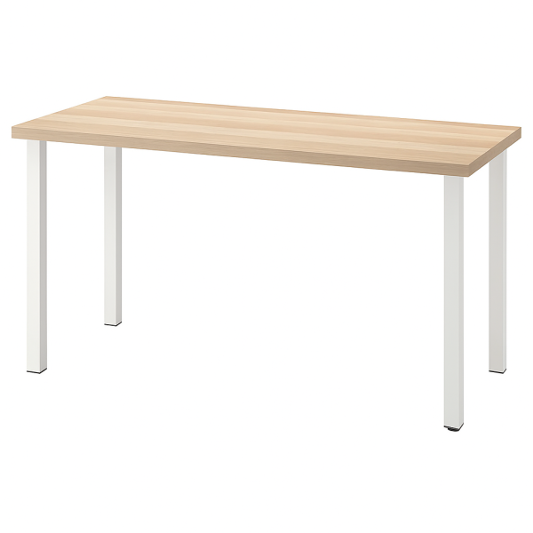 00890 Стол письменный, дуб беленый/белый, 1/ТТ, 120x75x55 см