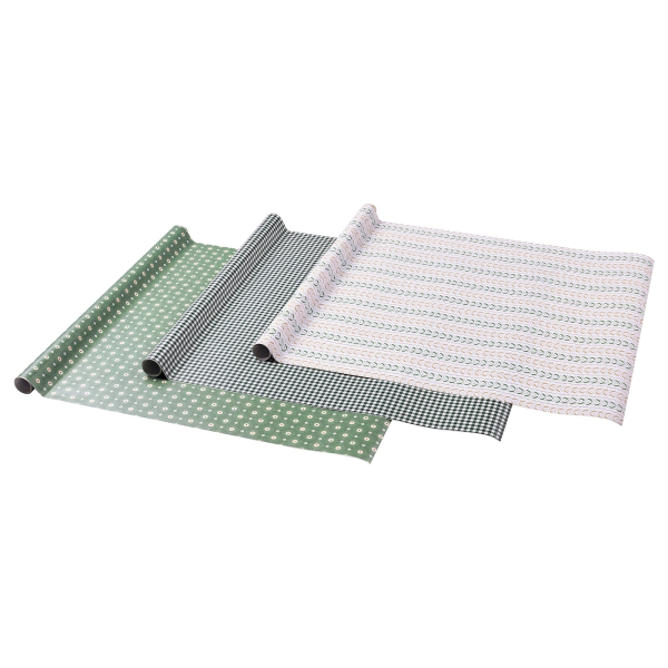 50523394 Рулон оберточной бумаги, различные зеленые узоры, 3 x 0,7 м / 2,10 м² x 3 шт.