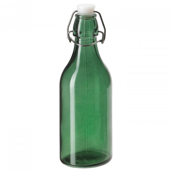 30498866 Бутылка с пробкой, стекло темно-зеленый, 0.5 л
