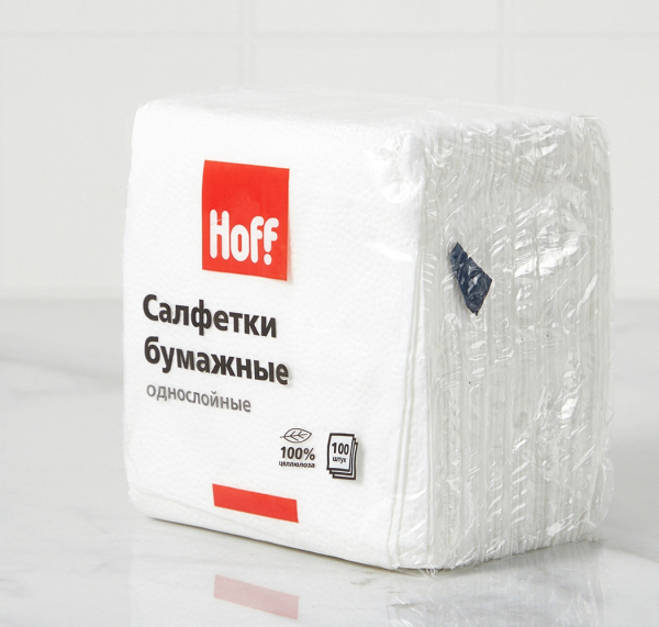 80400059 Салфетка бумажная, белый, 24x24 см, 100 шт