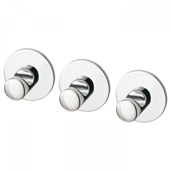 30207075 Крючок, самоклеящийся, хромированный, 3 шт