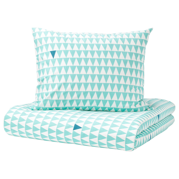 00358650 Пододеяльник и наволочка, светло-бирюзовый, 150x200/50x60 см