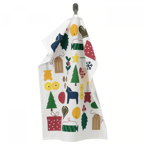 40498823 Полотенце кухонное, Рождественские узоры разноцветный, 50x70 см