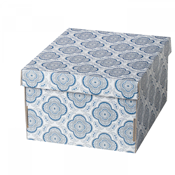 30473267 Коробка с крышкой, серый/цветок, 26x32x17 см