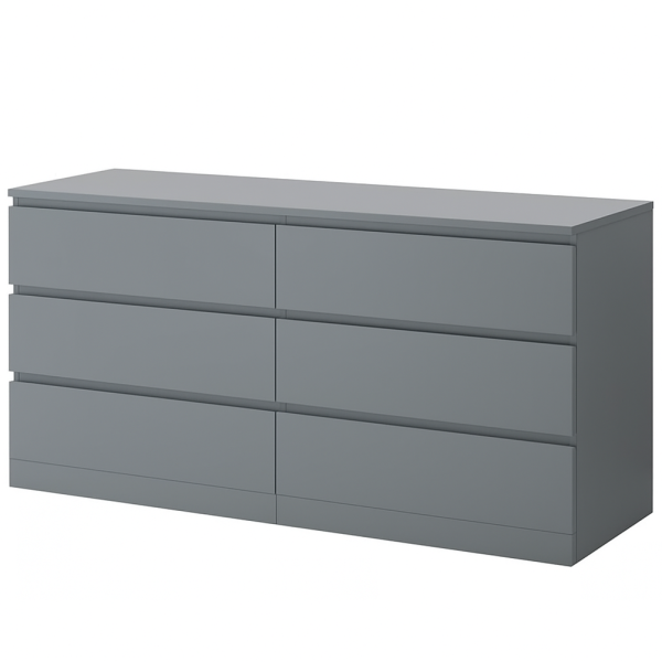 01088 Комод / тумба, 6 ящиков, серый, 160x77x40 см