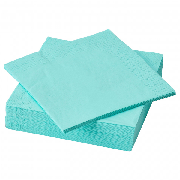 90515924 Салфетка бумажная, светлая бирюза, 40x40 см, 50шт