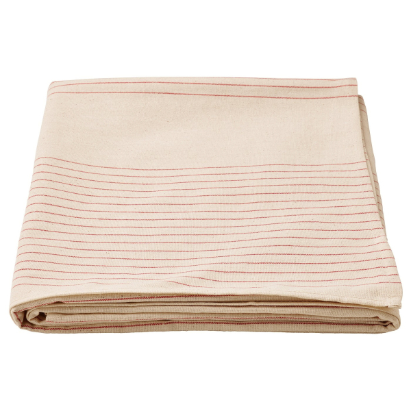 40559185 Скатерть, красно-бежевый/полоска, 150х150 см