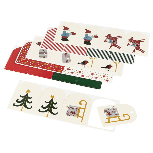 90555873 Открытки, узор Санта/ Кремовый, 24 шт.