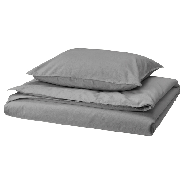 70608882 Пододеяльник и наволочка, серый, 150x200/50x60 см