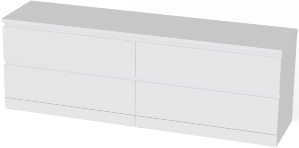 00265 Комод / тумба, 4 ящика, белый, 160x54x40 см