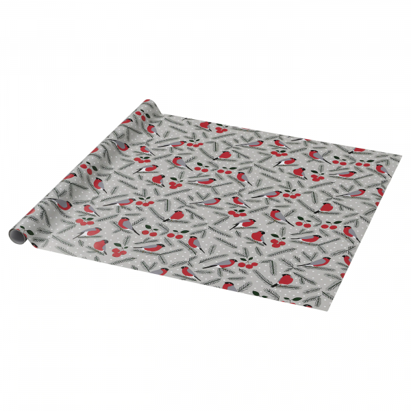 00499283 Рулон оберточной бумаги, орнамент «птица» серый, 3x0.7 м