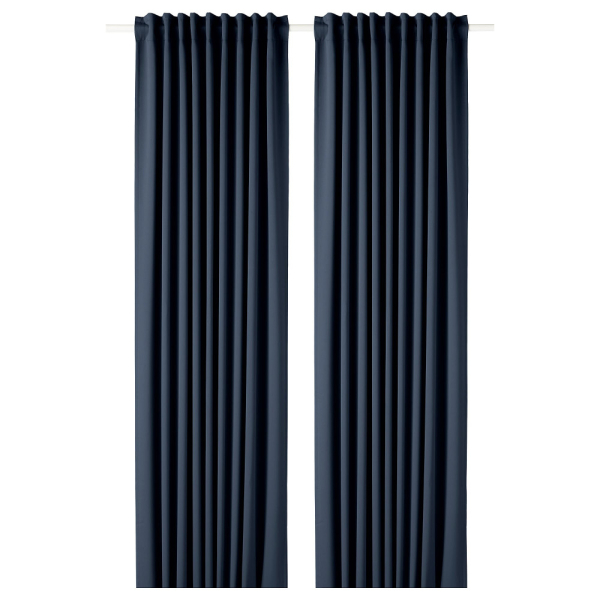 50348630 Гардины, блокирующие свет, 2 шт., темно-синий, 145x300 см