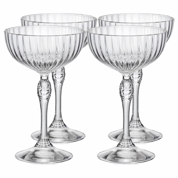 122137-4 Набор бокалов для коктейля (купе), прозрачное стекло, 230 мл, 4 шт