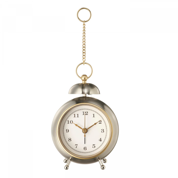 70453696 Будильник, серебристый, 16 см