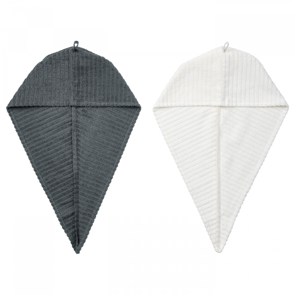 50477127 Полотенце для сушки волос, темно-серый/белый, 2 шт