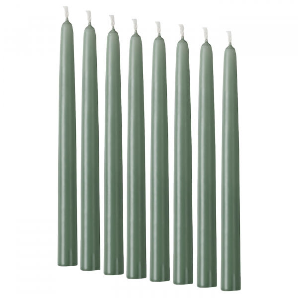 90525391 Неароматическая свеча, светло-зеленый, 25 см, 8 шт