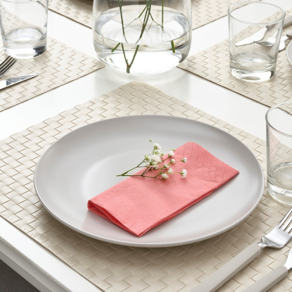 20515932 Салфетка бумажная, светлый красно-розовый, 33x33 см, 50 шт