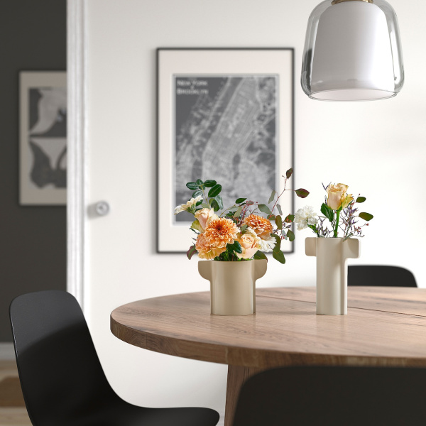 40537990 Ваза, набор 2 шт., светло-бежевый/серо-бежевый