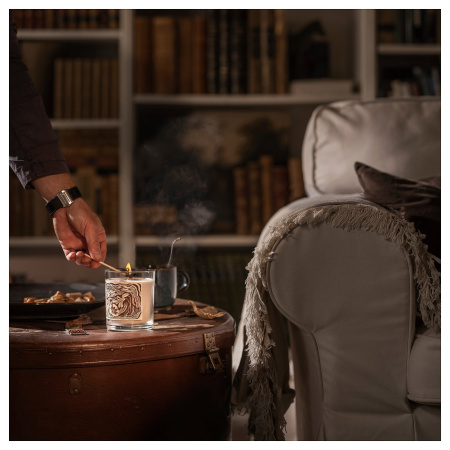 00552421 Свеча ароматическая в стакане, дымчатая ваниль/светло-бежевый, 45 ч