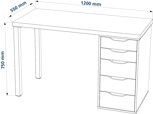 00432 Стол письменный, белый, 1/5T, 120x75x55 см