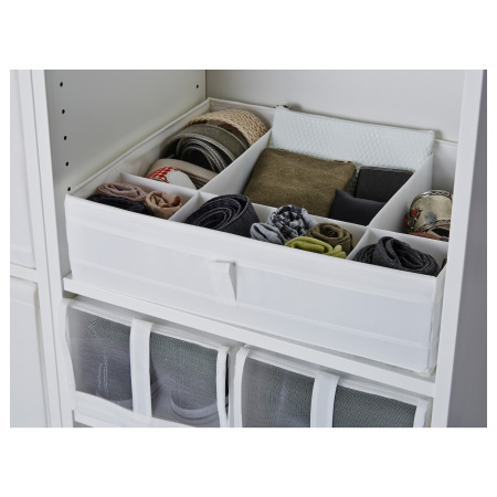 10185593 Ящик с отделениями, белый, 44x34x11 см