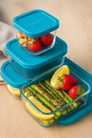 390210 Набор контейнеров для продуктов, прямоугольной формы/стекло, 3 шт (21x13 см, 10x7 см, 10x10 см)