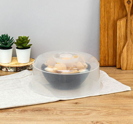 М1415 Колпак для СВЧ, черный/прозрачный, 24.5 см