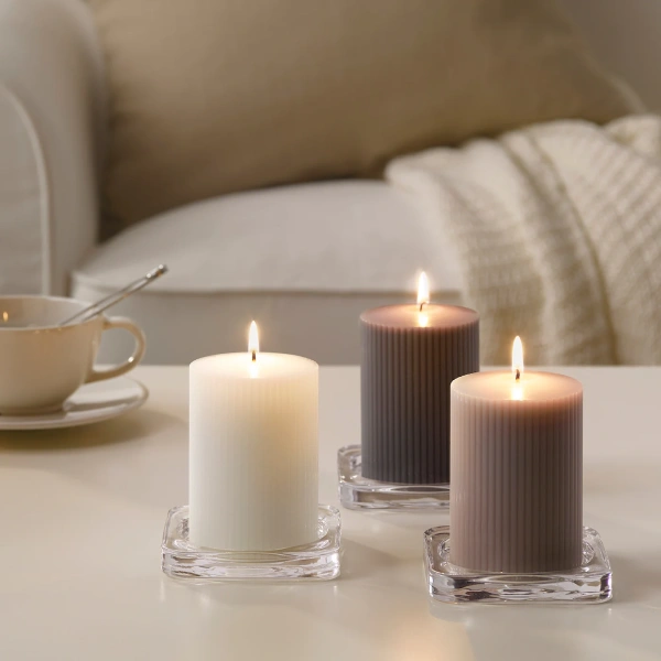 70370540 Формовая свеча, ароматич, гладиолус/ серый, 10 см, 3шт.