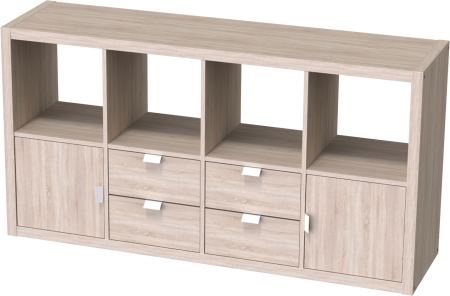 00654 Стеллаж, 77х147х38 см, дуб беленый