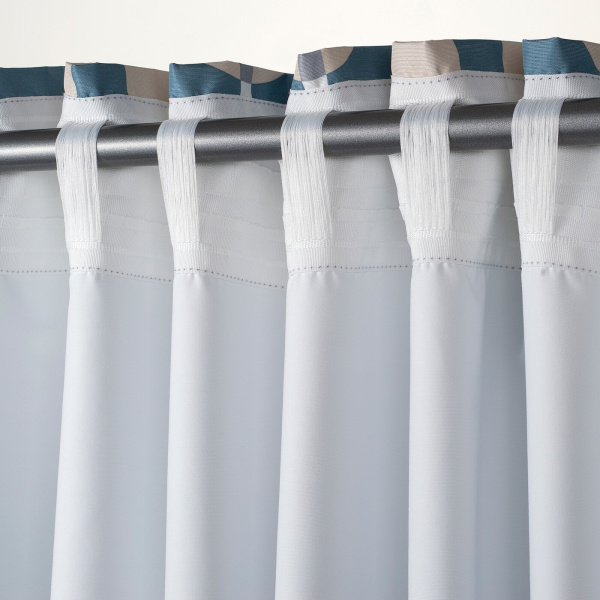 40536716 Гардины, блокирующие свет, 2 шт., голубой/Формы, 145x300 см