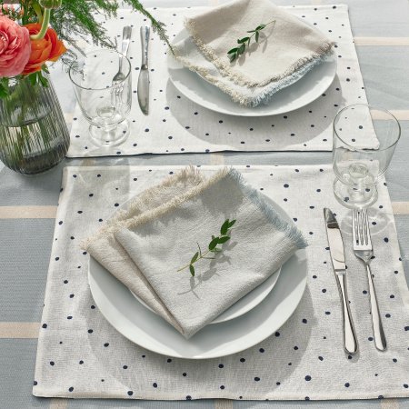 80555034 Салфетка, бежевый / голубой, 35x35 см, 4 шт