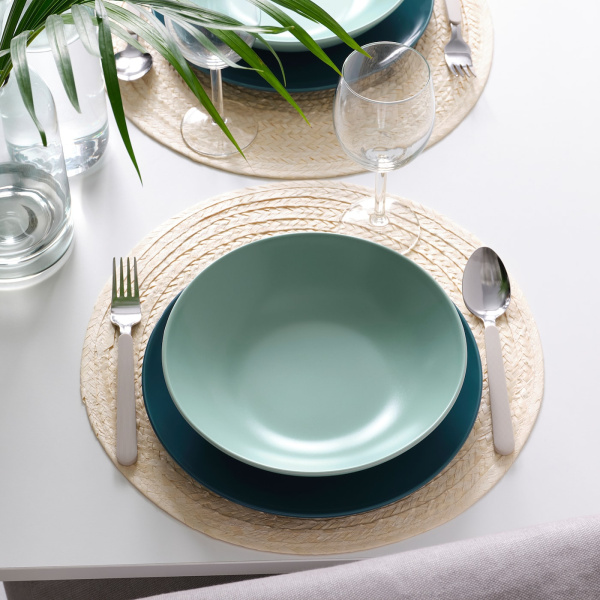 60477179 Тарелка глубокая, матовая поверхность светлая бирюза,  23 см, 4 шт