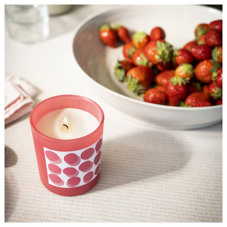 10582663 Ароматическая свеча в стакане, клубника/ярко-розовый, 45 ч
