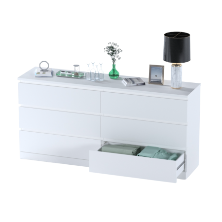 00296 Комод / тумба, 6 ящиков, белый, 160x77x40 см