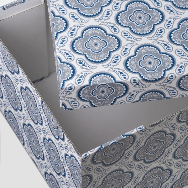 30473267 Коробка с крышкой, серый/цветок, 26x32x17 см