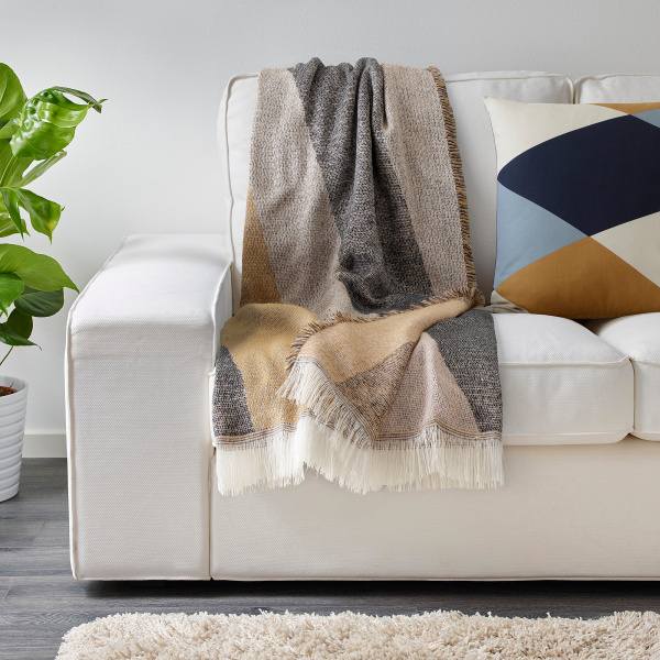 30572762 Плед, 130х170 см, серо-бежевый