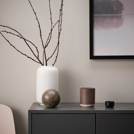 70570394 Ароматическая свеча в стакане, чистота и ваниль / коричневый, 45 ч