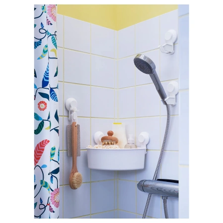 20400304 Угловая полка на присосках, белый