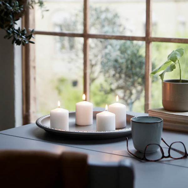 70124262 Неароматическая свеча формовая, естественный, 8 см, 4 шт.