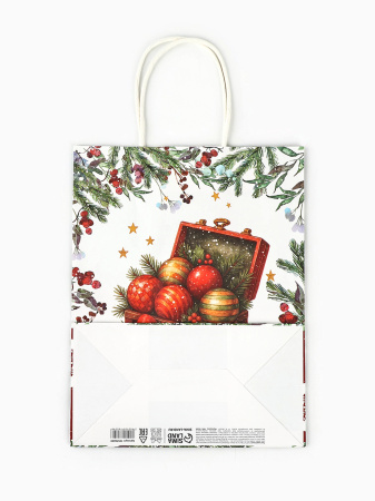 10576059 Пакет бумажный подарочный новогодний крафт "Подарки в Новый Год", 27 х 21 х 11 см