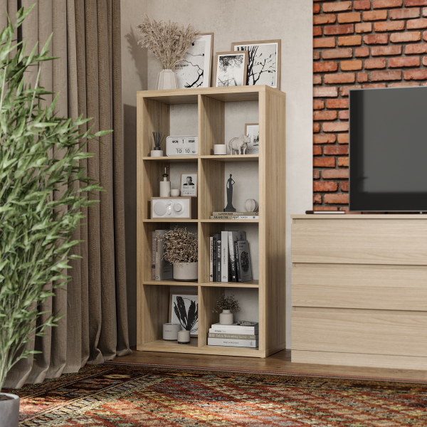 00654 Стеллаж, 77х147х38 см, дуб беленый