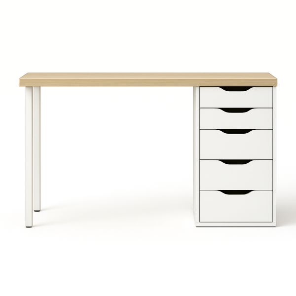 00906 Стол письменный, дуб беленый/белый, 2/5T, 140x75x55 см