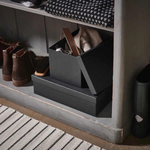 10395478 Коробка с крышкой, черный, 18x25x15 см