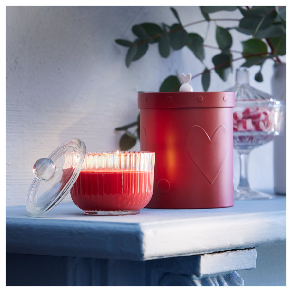 20525747 Ароматическая свеча в стакане, Корица и сахар, красный, 20 часов