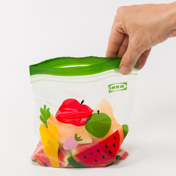 30632271 Пакет закрывающийся, узор фрукты / овощи / зеленый, 1 л, 25 шт.